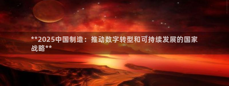 彩神x平台靠什么盈利：**2025中国制造：推动数字转型和可持续发展的国家
战略**