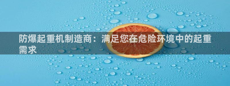 彩神v8iii：防爆起重机制造商：满足您在危险环境中的起重
需求