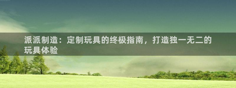 彩神赢了钱登录不上去：派派制造：定制玩具的终极指南，打造独一无二的
玩具体验