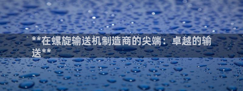 彩神大发三期计划网站：**在螺旋输送机制造商的尖端：卓越的输
送**