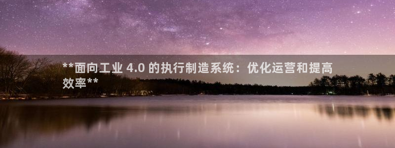 彩神8官网500：**面向工业 4.0 的执行制造系统：优化运营和提高
效率**