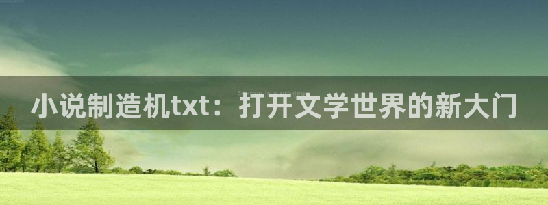 彩神v8手机客户端在哪：小说制造机txt：打开文学世界的新大门